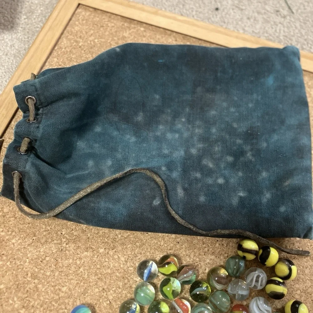 Vintage Mixed Marble Lot Plus Marble Pouch Shooters Steelies Cats Eye